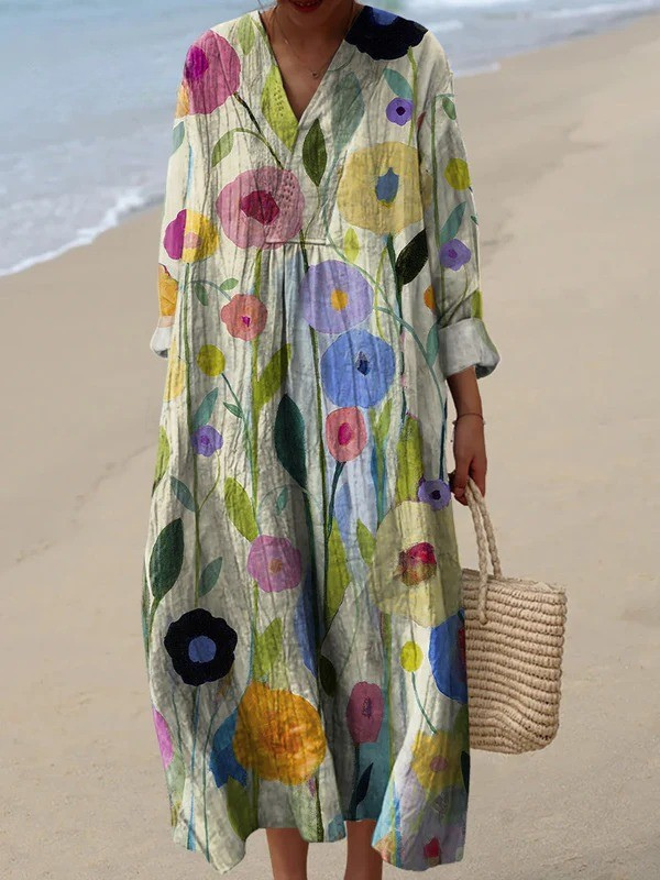 Shella - Watercolor Printed Dress